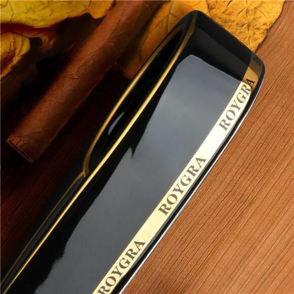 Cigar Ashtray, Handmade Gilt Ceramic Cigar Ashtray, Outdoor Cigar Accessories - Picture 4 of 7
